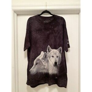 The Mountain Graphic Tee Size XL White Wolf Lookout Nature Black Tie Dye 2015